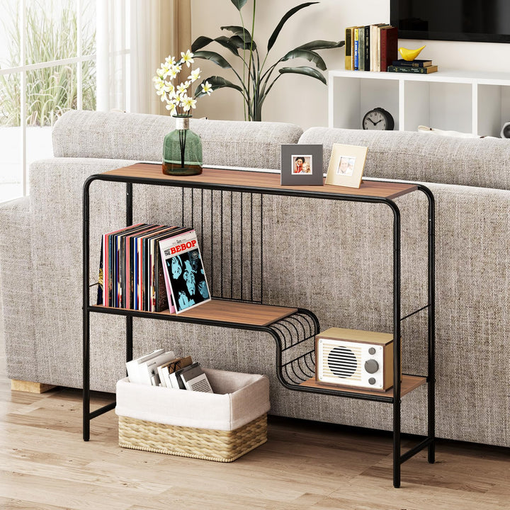 Giantex 2-Tier Console Table, 35.5" Narrow Entryway Table w/Irregular Storage Shelves &amp; Metal Frame