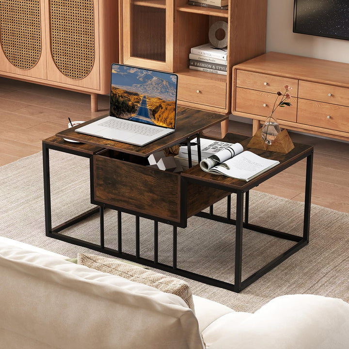 Giantex Modern Center Table with Hidden Storage Compartment