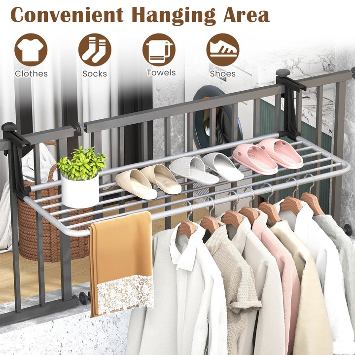 Giantex Aluminum Hanging Laundry Rack with Adjustable and Foldable Brackets (37" L)