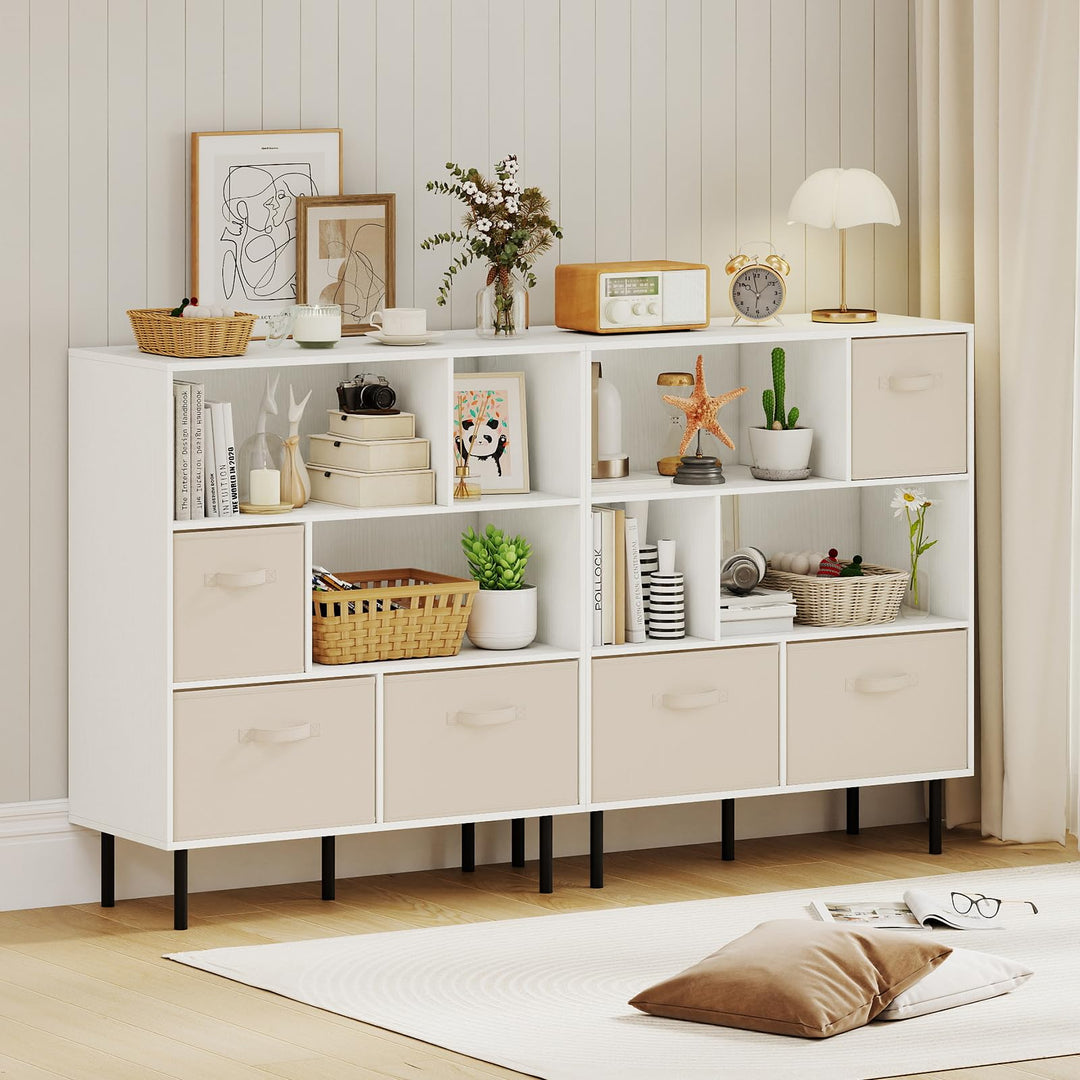 Giantex 6-Cube Bookshelf 3-Tier White Bookcase