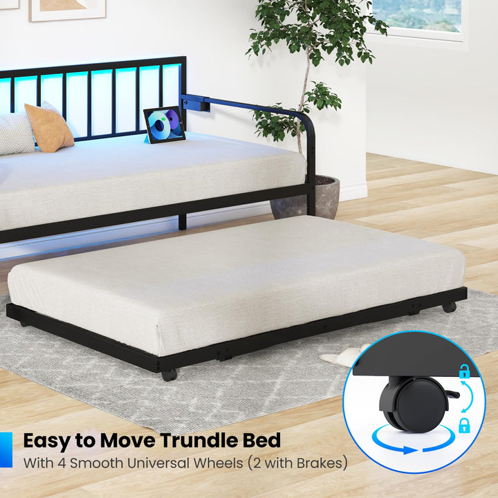 Giantex Twin Daybed with Charging Station &amp; LED Lights