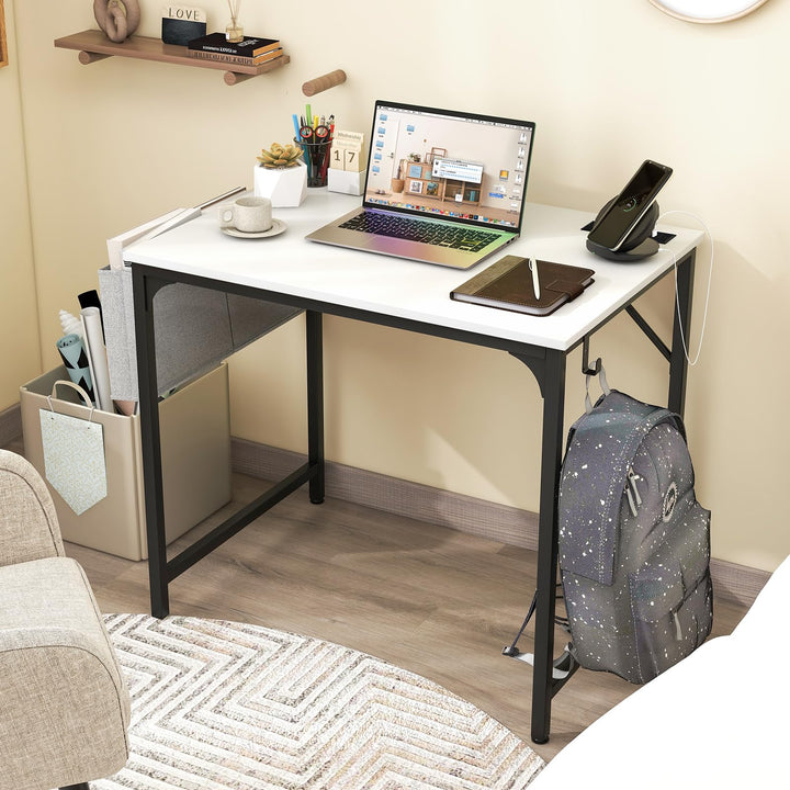 Giantex Conference Table with Charging Station, 2/4/6 PCS 32" x 24" Rectangular Meeting Room Desk with Storage Bag &amp; Hook