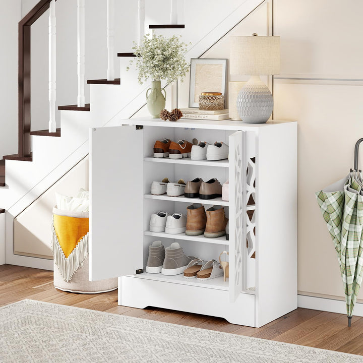 Giantex Shoe Cabinet with Drawer 6-Tier Shoe Organizer Cabinet with Mirrored Doors