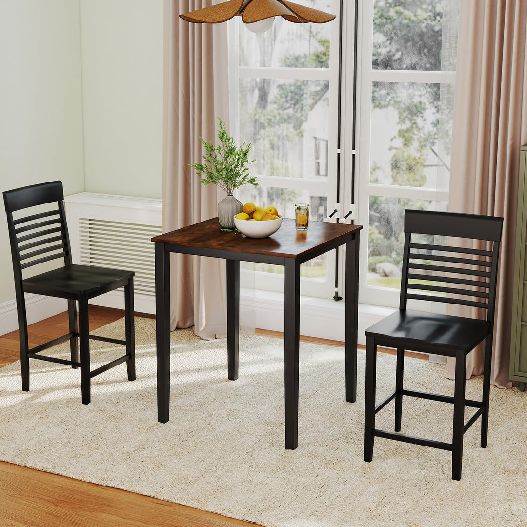 Giantex Square Dining Table with Solid Wood Frame for 2-4