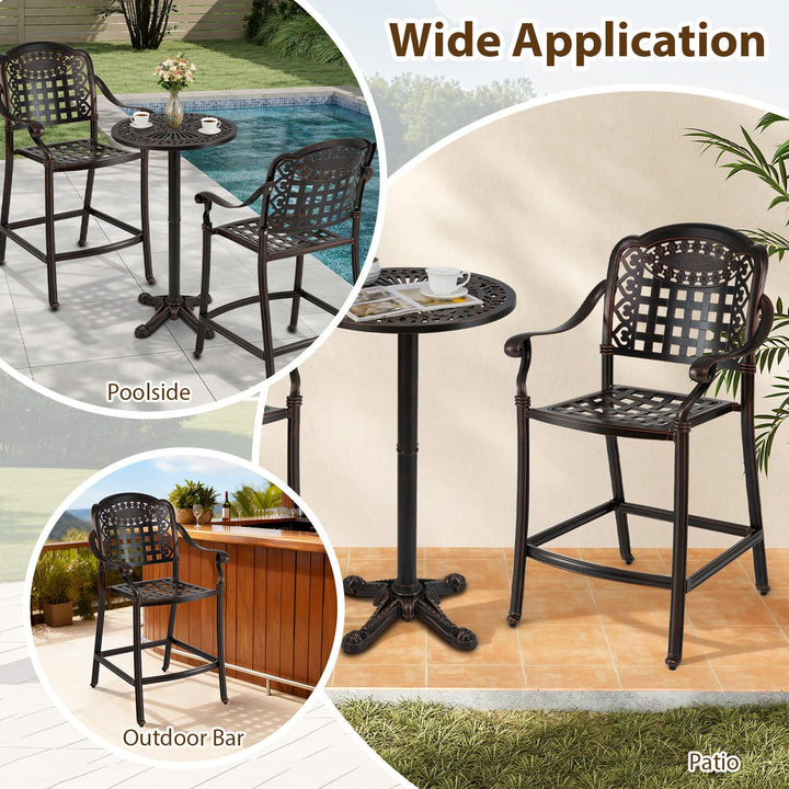 Giantex Outdoor Bar Stools Set of 2/4 Cast Aluminum