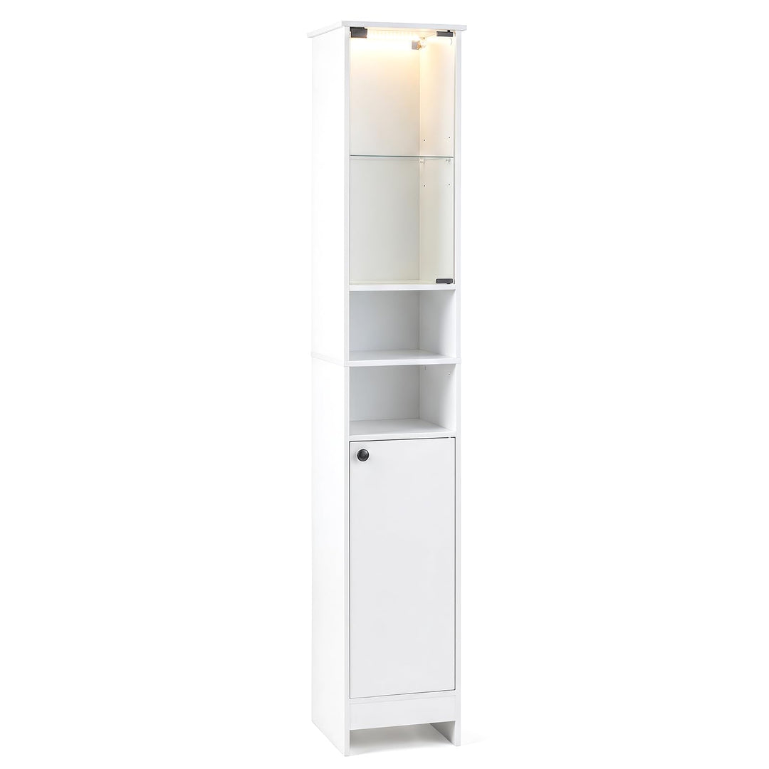 Giantex Tall Narrow Bathroom Cabinet with Lights &amp; Remote Control (1/2)