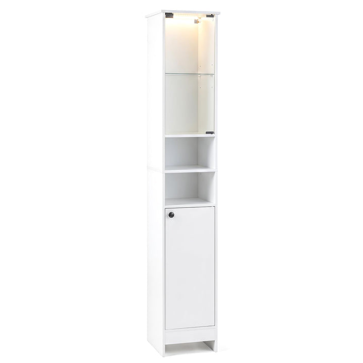 Giantex Tall Narrow Bathroom Cabinet with Lights &amp; Remote Control (1/2)