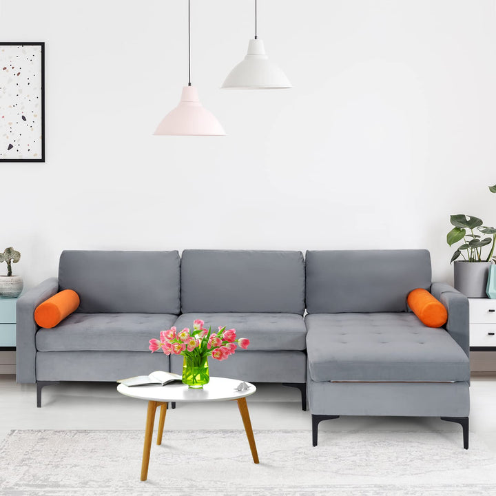 Giantex 97" Large Couch, 3 Seat Sectional Sofa Set, L-Shaped Modular Sleeper with Chaise Lounge &amp; USB Port &amp; Socket