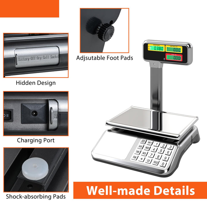 Giantex 88lb/40kg Price Computing Scale w/Pole &amp; Dual LCD Display
