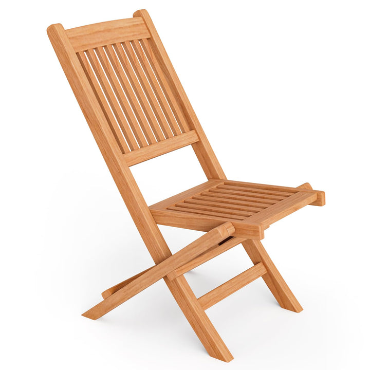 Giantex Patio Folding Chairs, Solid Teak Wood Outdoor Chairs with Slatted Seat &amp; Back