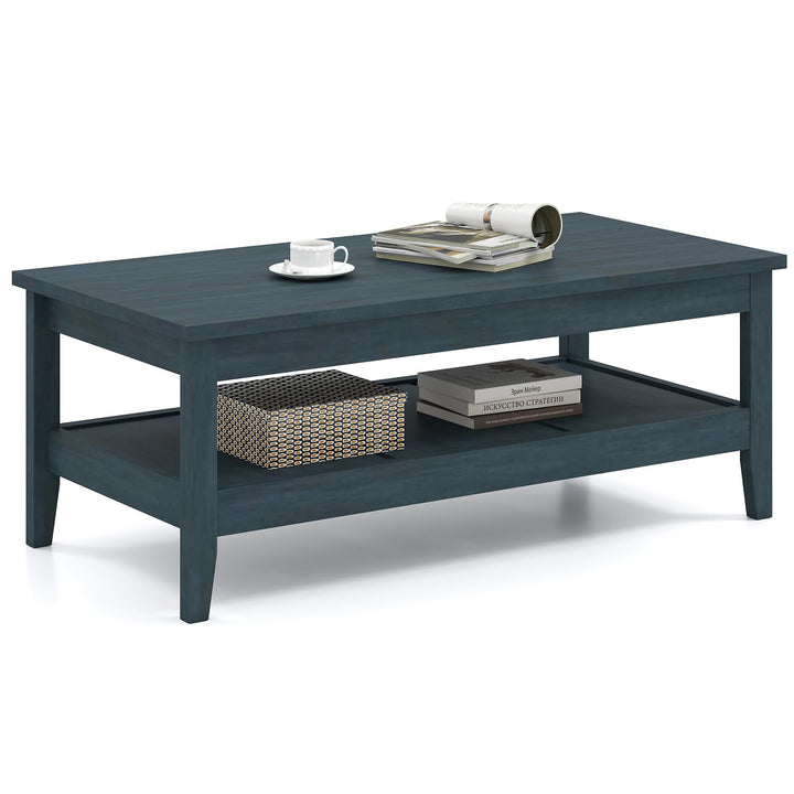 Giantex Farmhouse Coffee Table Rustic Cocktail Center Table with Thickened Tabletop
