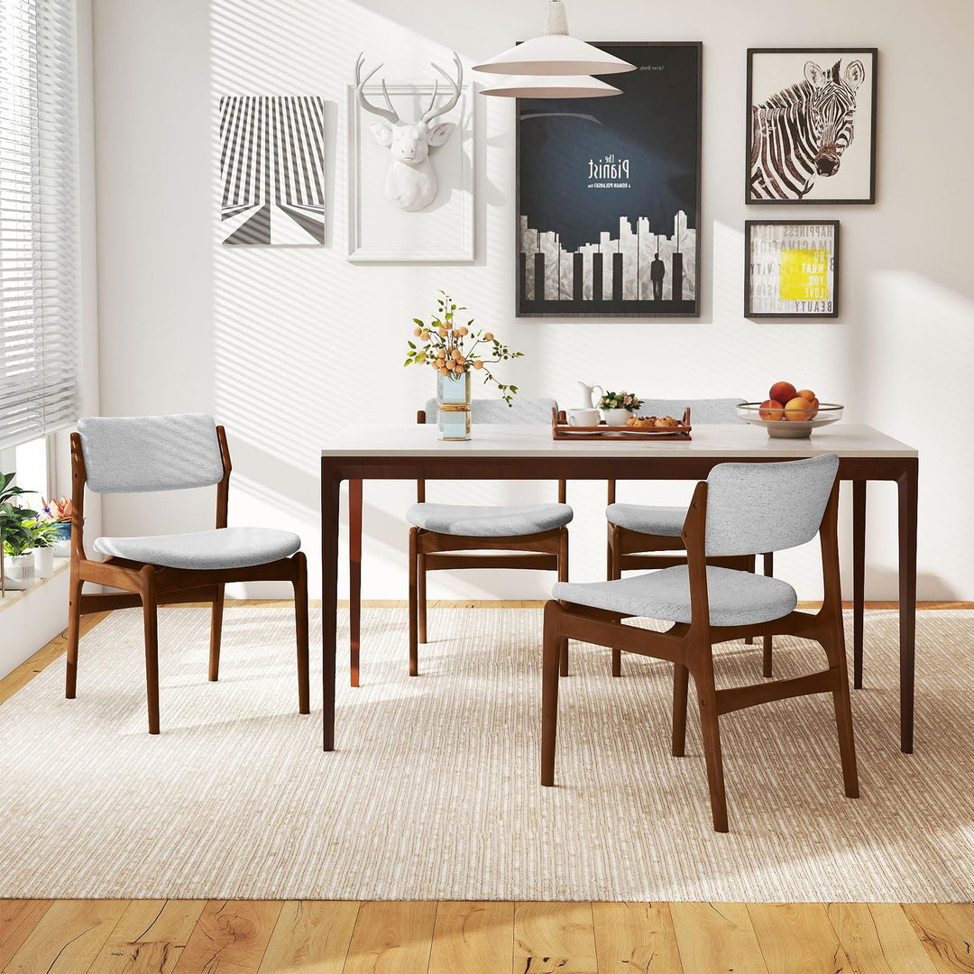 Giantex Modern Padded Dining Chairs with Rubber Wood Legs Set of 2/4