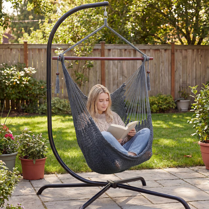 Giantex Caribbean Hammock Chair | Large Hanging Chair with Metal Spreader Bar