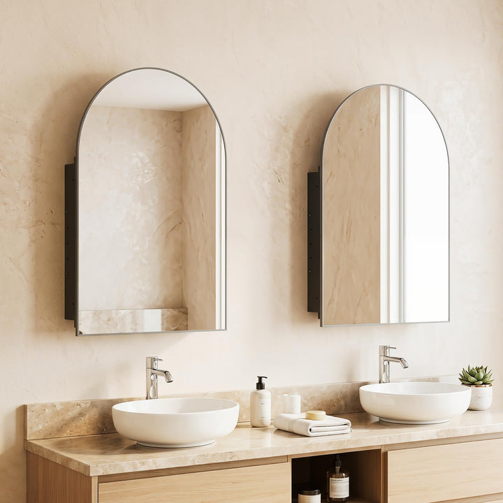 Giantex 34" x 22" Brushed Metal Wall-Mounted Medicine Cabinet for Bathroom