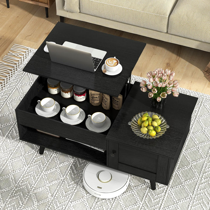 Giantex Lift Top Coffee Table, Modern Cocktail Table with Hidden Compartment, Open Shelf &amp; Cabinet