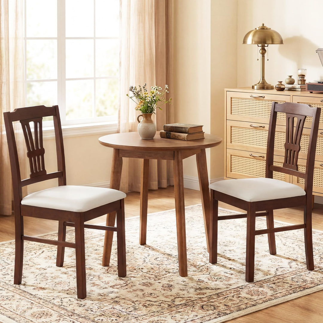 Giantex Wooden Dining Chairs Set of 2/4 Upholstered Kitchen Chairs