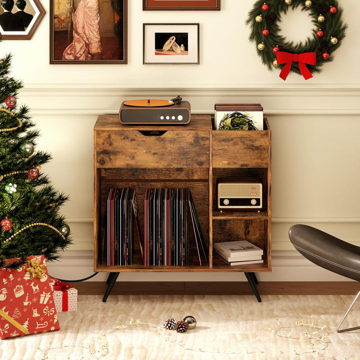 Giantex Large Record Player Stand with Charging Station