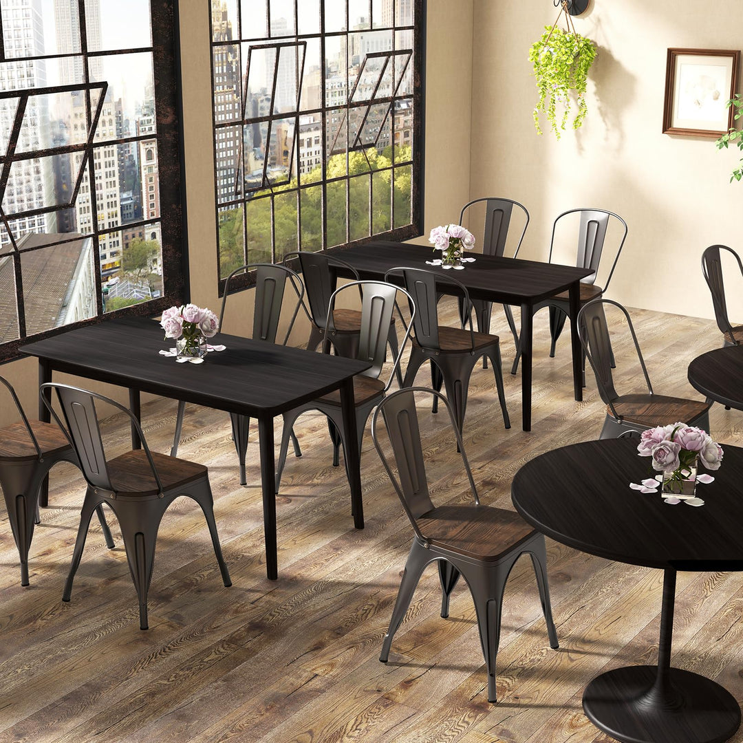 Giantex Metal Dining Chairs Set of 4, Stackable Kitchen Chairs with Wood Seat &amp; Removable Backrest