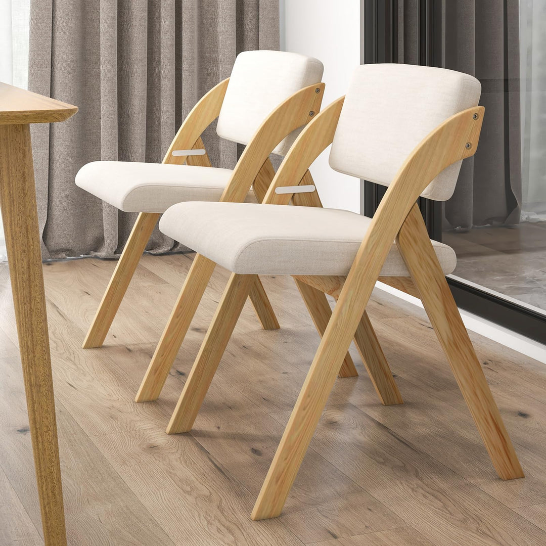 Giantex Set of 2 Folding Kitchen Dining Chairs with Rubber Wood Legs