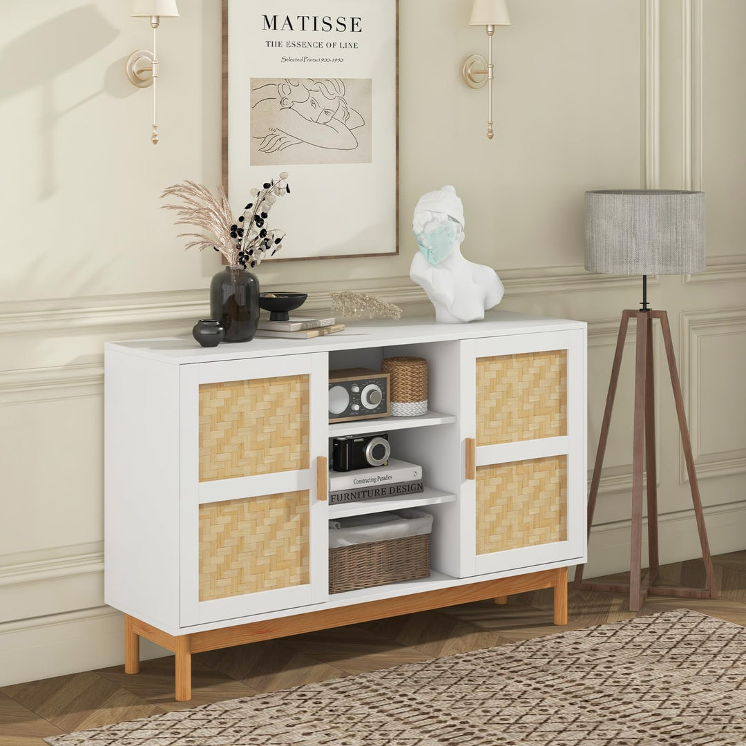 Giantex Buffet Sideboard, Kitchen Storage Cabinet with 3 Open Shelves &amp; 2 Side Cabinets