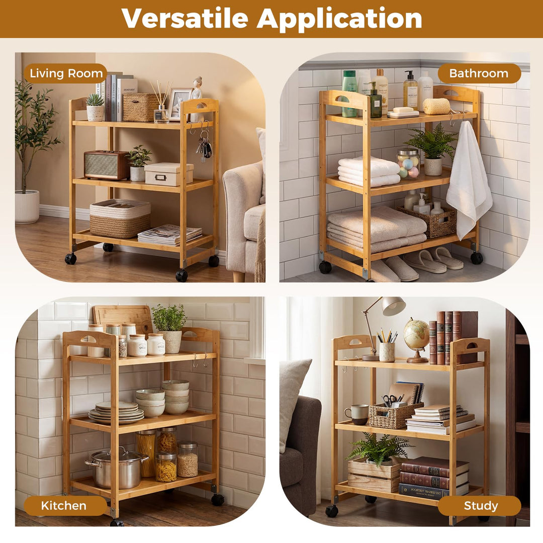 Giantex 3-Tier Rolling Storage Cart for Living Dining Room