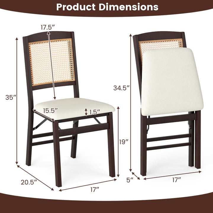 Giantex Folding Dining Chairs Set of 2/4 Rubber Wood Chairs with Linen Padded Seat