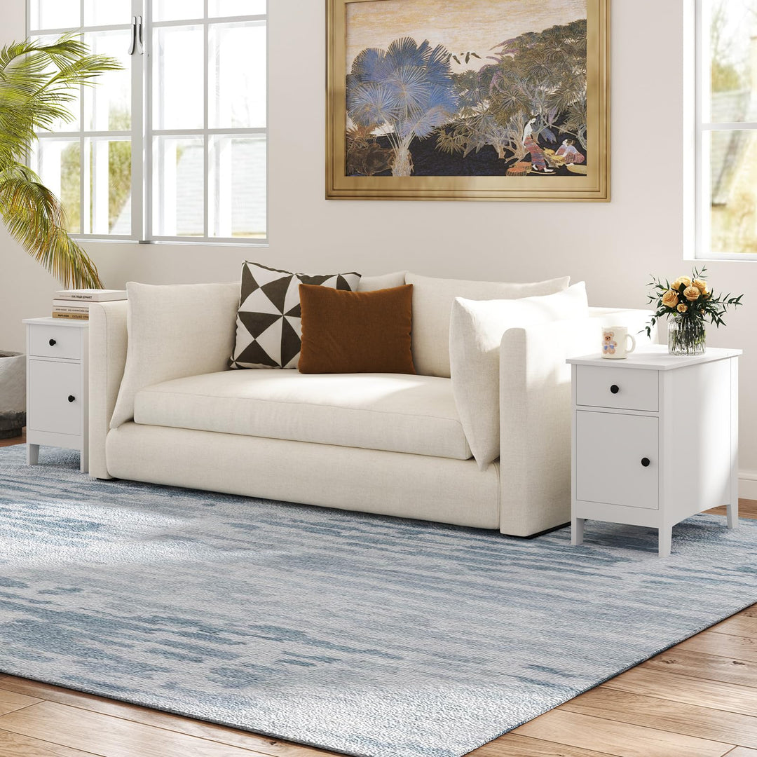 Giantex Nightstand with Charging Station, Flip Top End Table w/USB Ports &amp; Outlets, Modern Side Table w/Storage Drawer