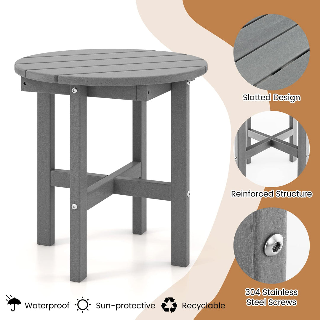 Giantex Small Outdoor Side Table - Weather-Resistant HDPE Adirondack Round End Table