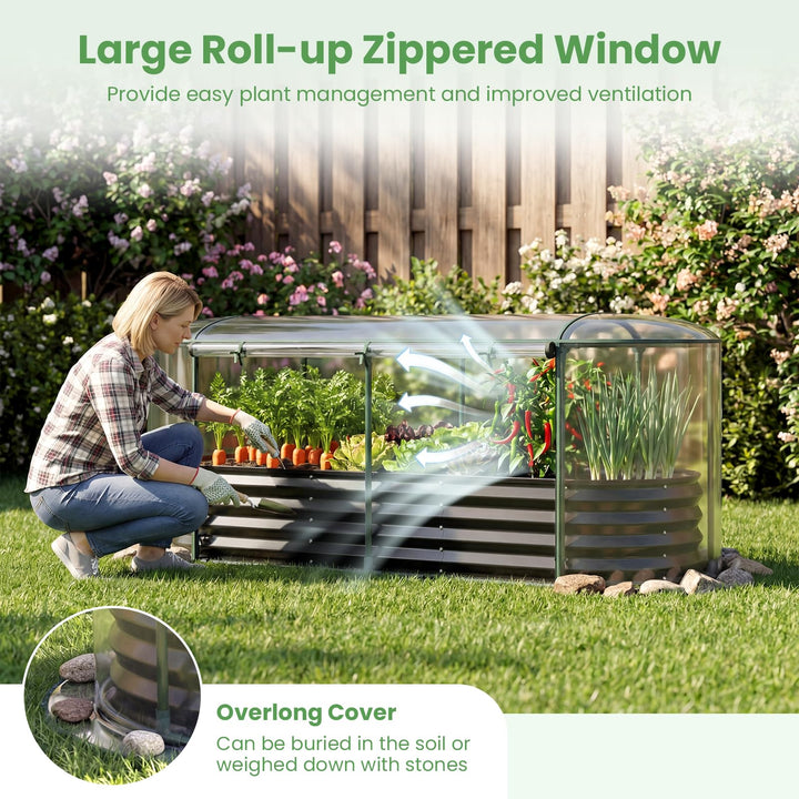 Giantex Raised Garden Bed w/Greenhouse Cover (6x2x1 FT)