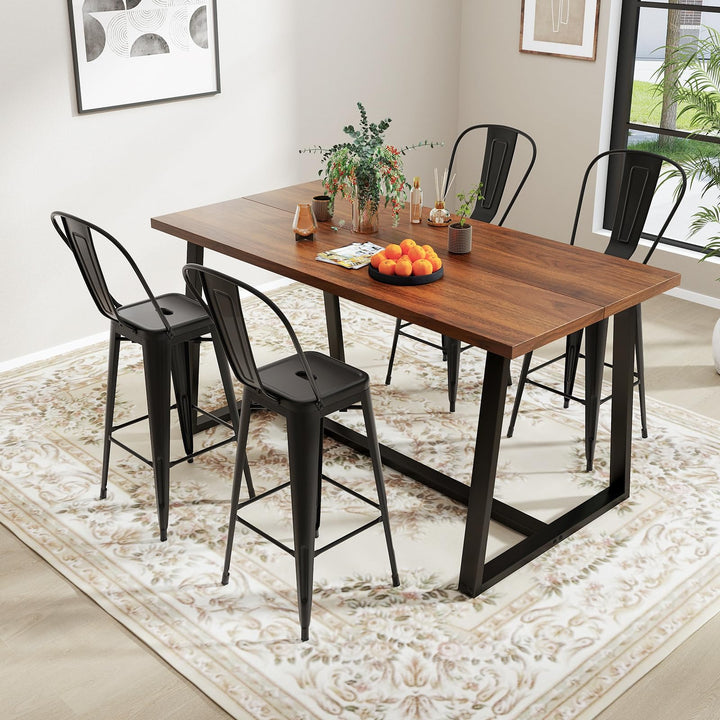 Giantex Metal Bar Stools Set of 4, 30" High Back Bar Height Chairs w/Footrest &amp; Removable Backrest