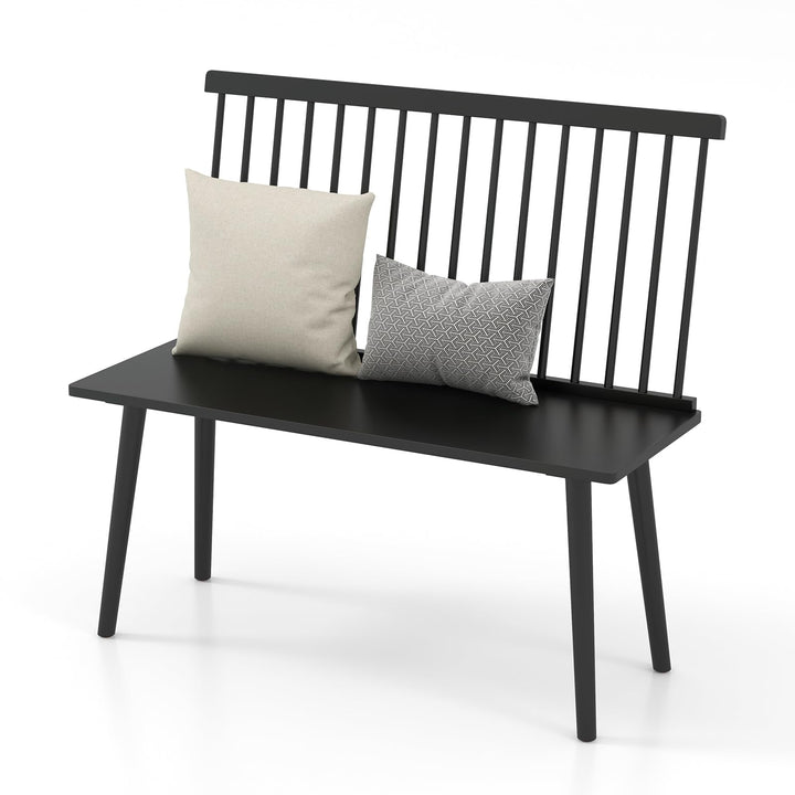 Giantex Entryway Bench for 2, Windsor Bench with Spindle Back &amp; Anti-Slip Foot Pads