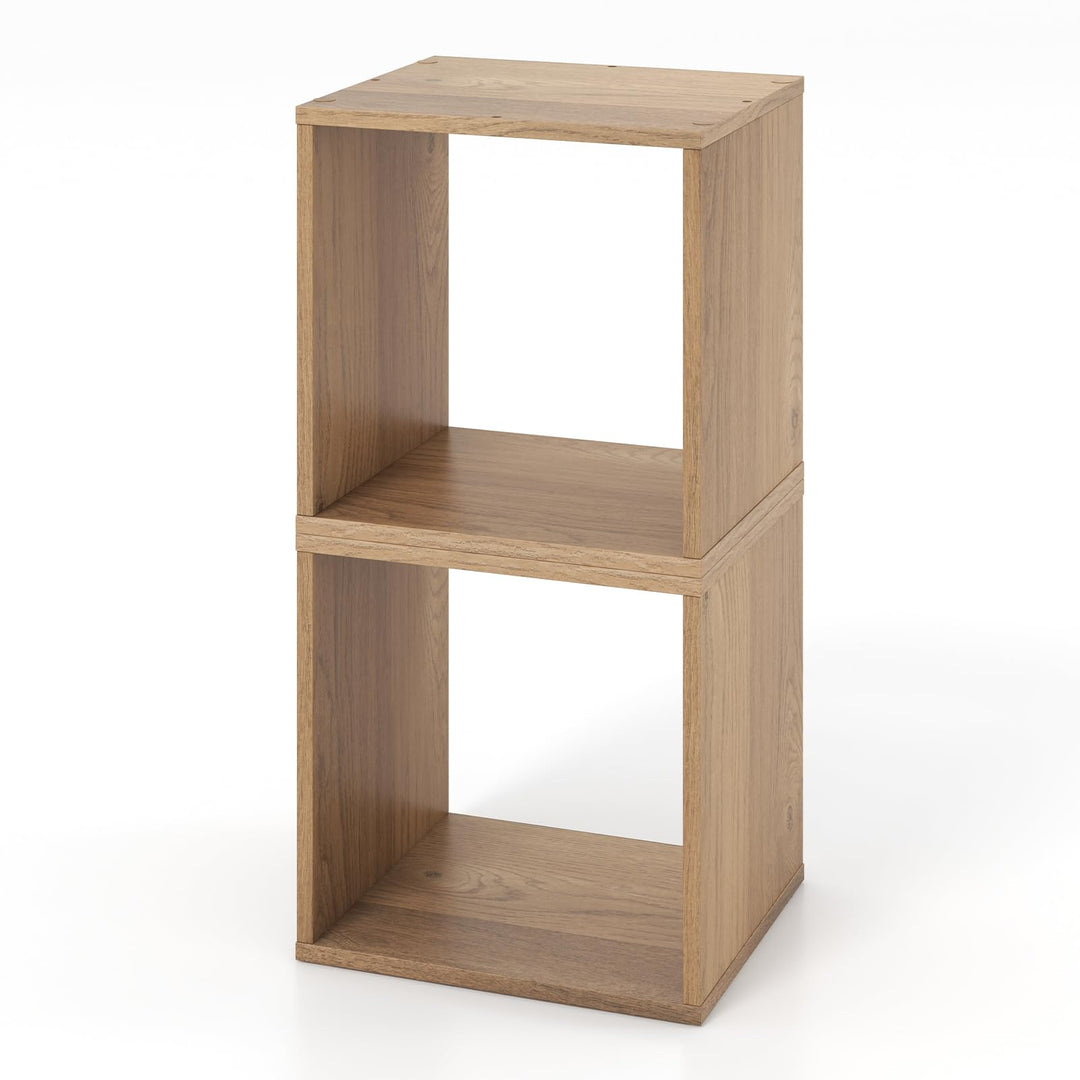 Giantex 2/4 Cube Bookshelf Organizer, 2-Tier Stackable Cube Storage Organizer