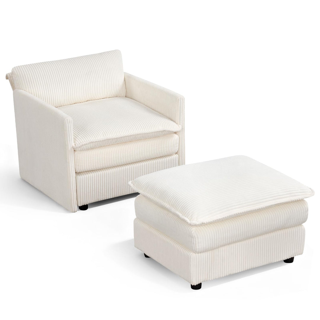 Giantex Oversized Accent Chair with Ottoman with Soft Corduroy Cushions