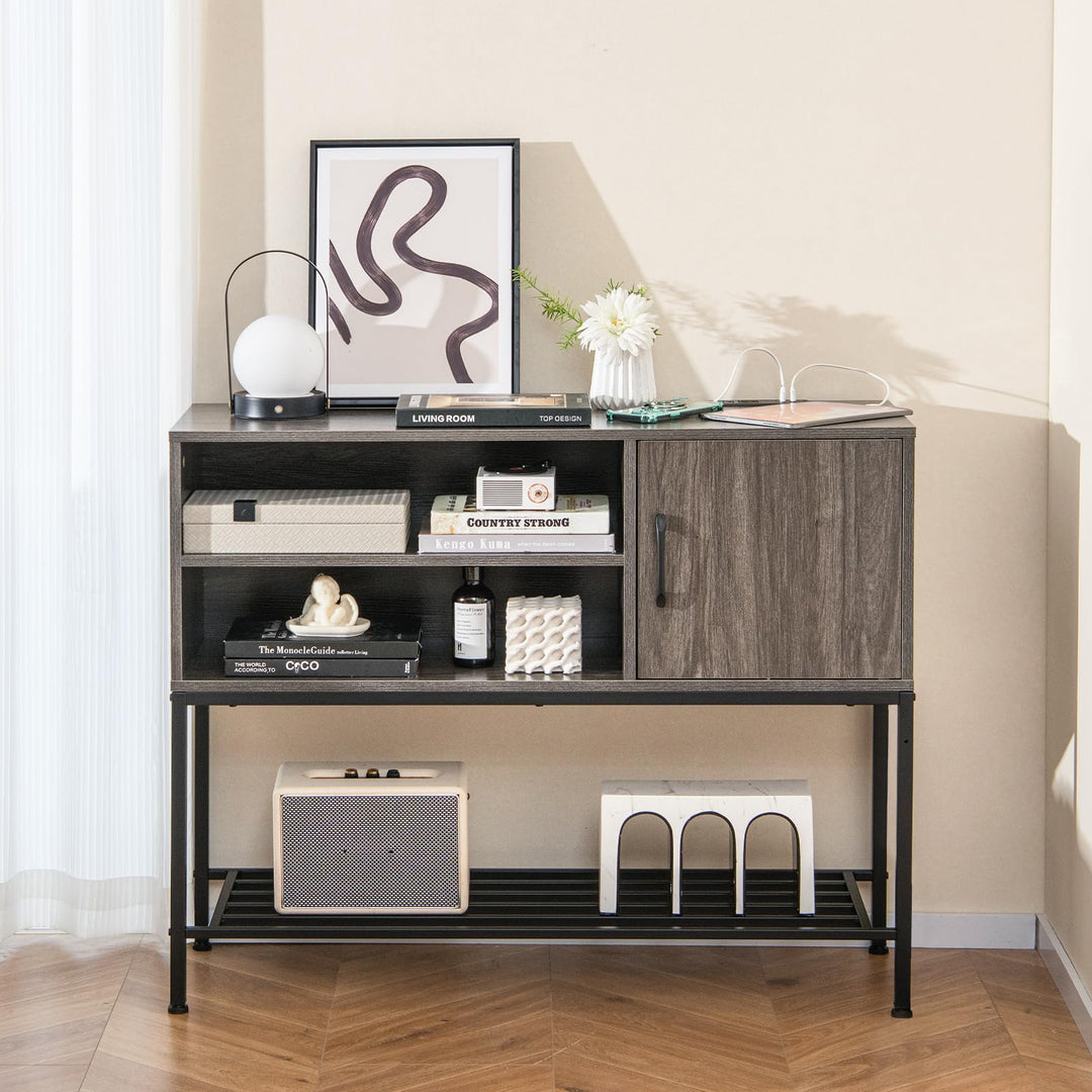 Giantex Buffet Cabinet with Power Outlets &amp; USB Ports, Wood Coffee Bar Cabinet