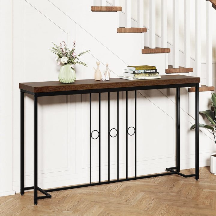Giantex 55" Narrow Entryway Table with H-Shaped Base &amp; Spacious Tabletop