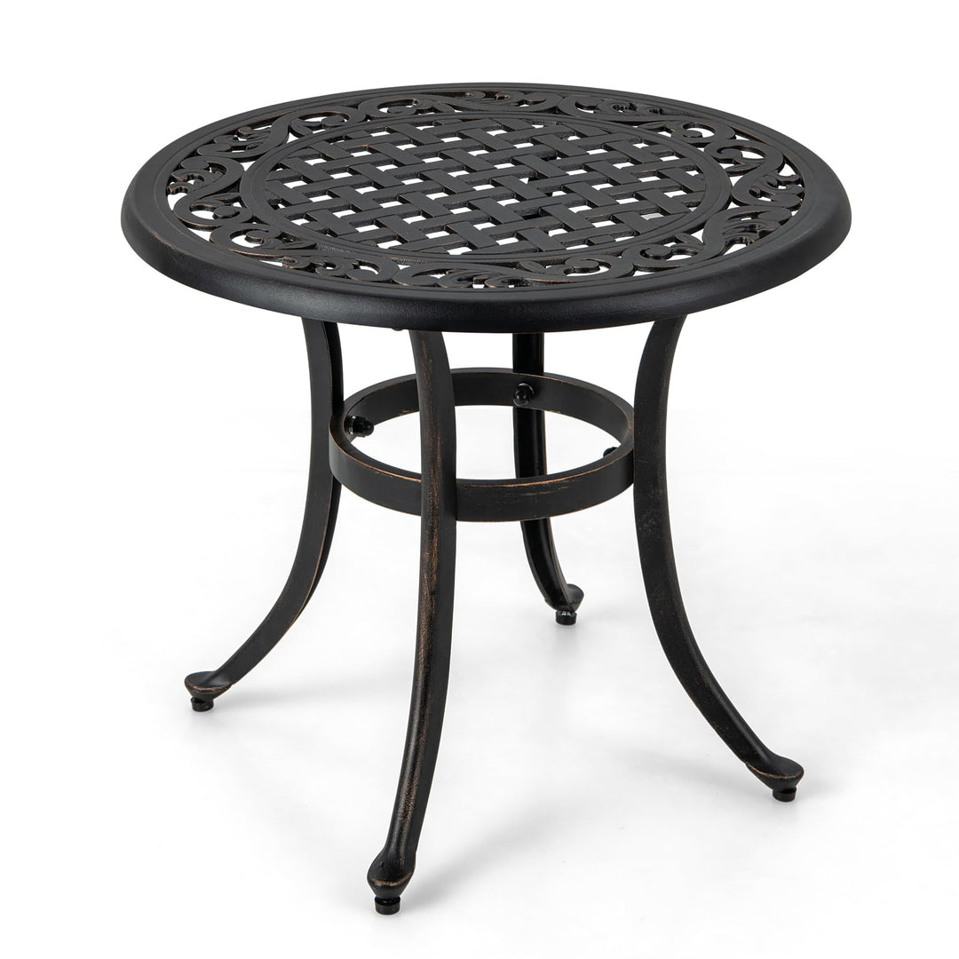 Giantex Patio Bistro Table | 24” Cast Aluminum Round Side Table for Porch