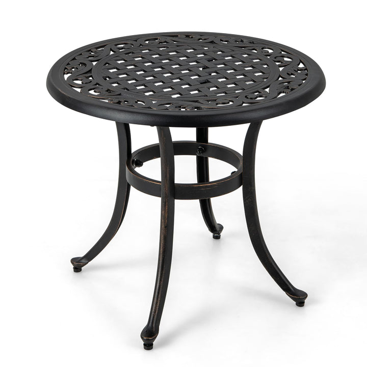 Giantex Patio Bistro Table | 24” Cast Aluminum Round Side Table for Porch
