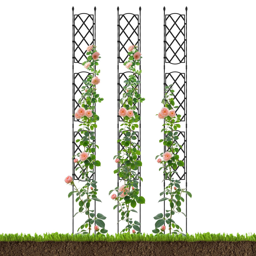 Giantex Garden Trellis, Outdoor Plant Support Frame w/Adjustable Shapes, Ground Stakes, Rustproof PE Coating Pipes