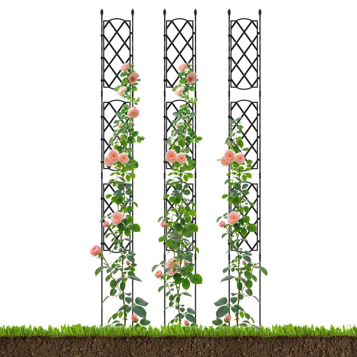 Giantex Garden Trellis, Outdoor Plant Support Frame w/Adjustable Shapes, Ground Stakes, Rustproof PE Coating Pipes