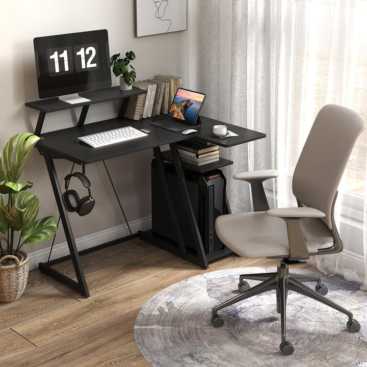 Giantex 39” L-Shaped Computer Desk with Power Outlets