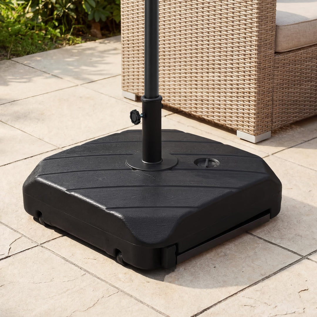 Giantex Rolling Patio Umbrella Base with Wheels and Pull Rod Fits 1.5&