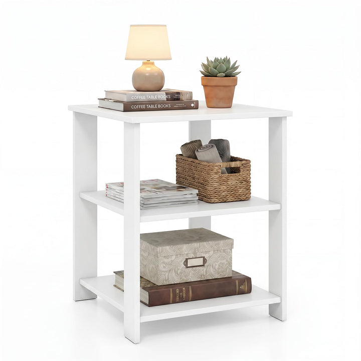 Giantex 16" Square 3-Tier Wooden Sofa Couch End Table with Open Storage Shelves (1/2)