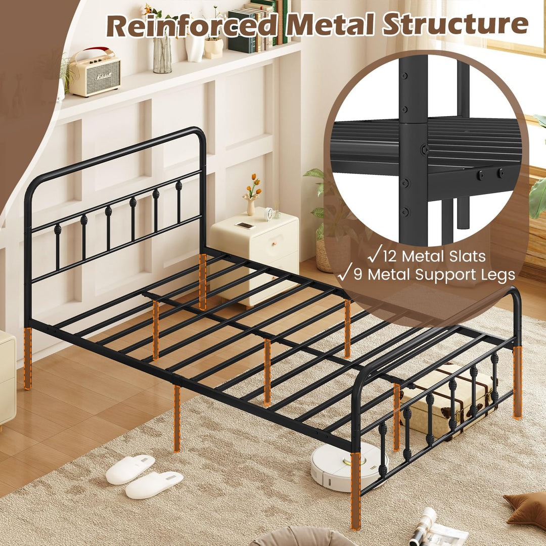 Giantex King/Queen/Full Size Metal Platform Bed Frame, Victorian Style Platform Bed with Headboard &amp; Footboard