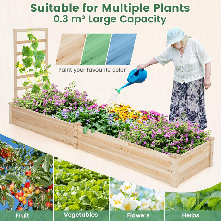 Giantex Raised Garden Bed with Trellis, 93" L x 25" W x 40" H