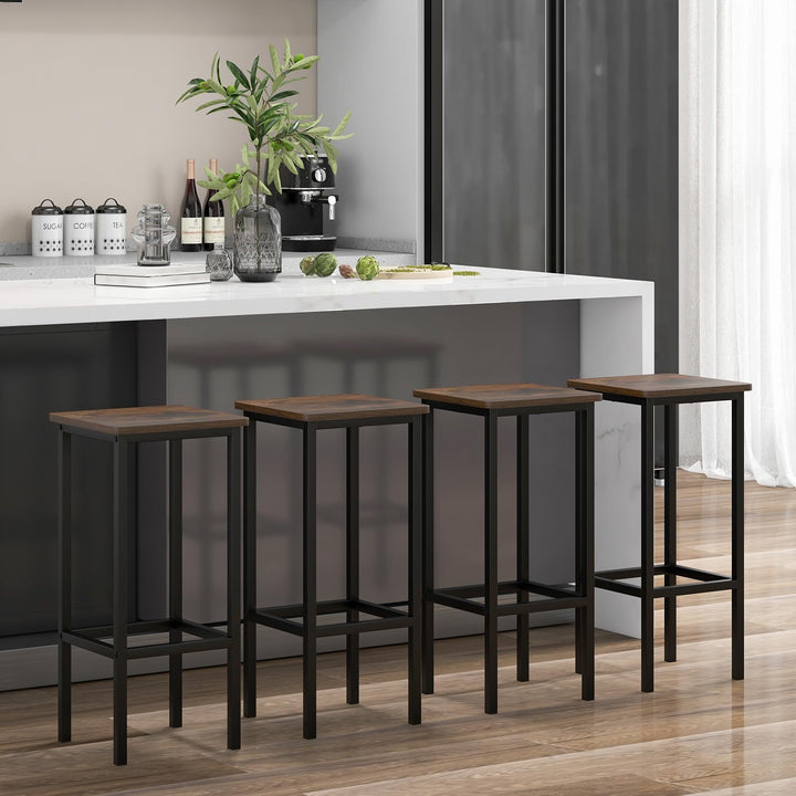 Giantex Bar Stools Set of 4, 26" Backless Barstools with Metal Legs &amp; Footrest, Breakfast Bar Dining Chairs