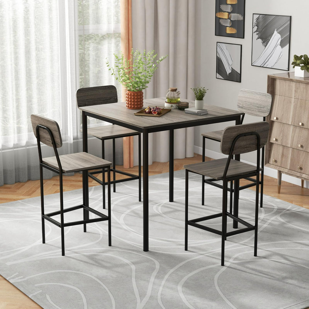 Giantex 5-Piece Dining Table Set W/Counter Height Table &amp; 4 Bar Stools