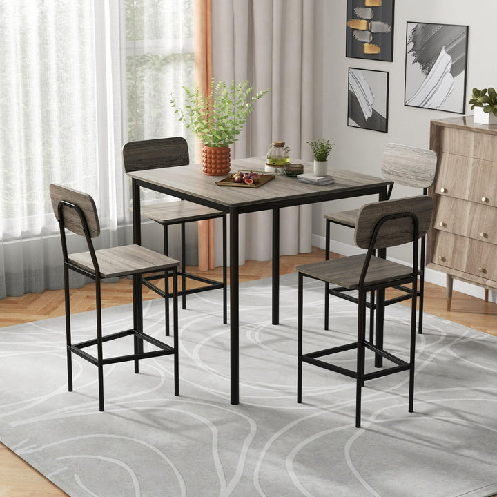 Giantex 5-Piece Dining Table Set W/Counter Height Table &amp; 4 Bar Stools