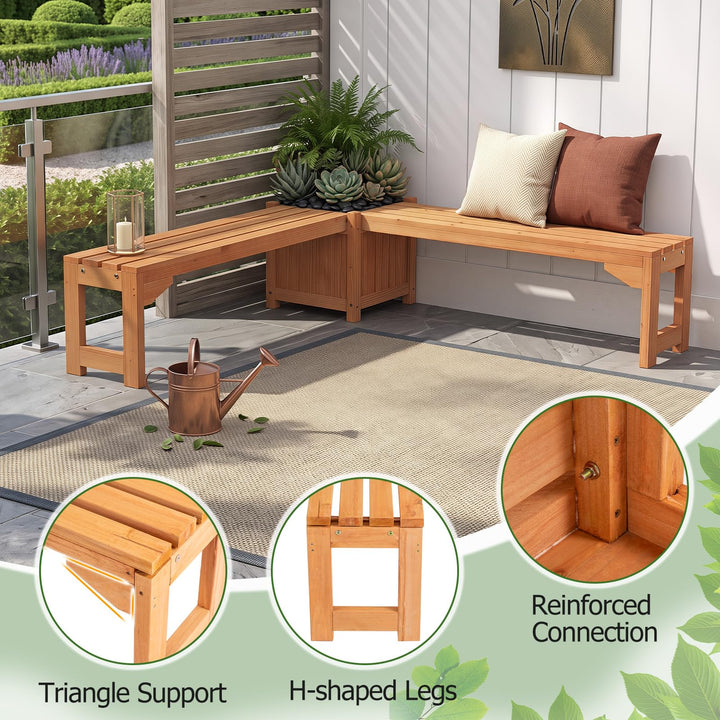 GIANTEX 2-in-1 Outdoor Bench with Raised Garden Bed