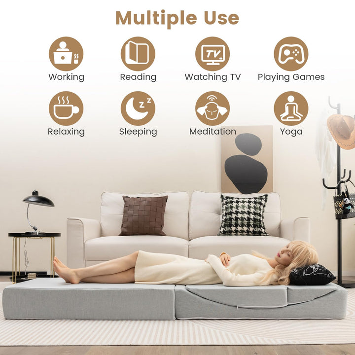 4-in-1 Floor Futon Sleeper Chair with High-Density Foam - Giantex