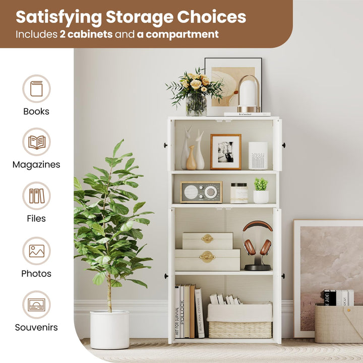 Giantex 44" Tall Bookshelf Modern Bookcase with Doors &amp; Adjustable Shelf